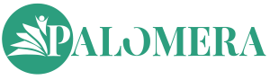 The PALOMERA logo: The acronym PALOMERA in uppercase letters. The P is in a green circle with white text and the pages of a book fanning out from the right side.